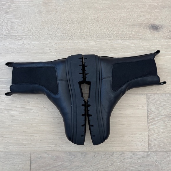 Zara Black Leather Lug Boots - Picture 5 of 8